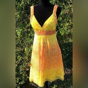 Morrell Maxie Yellow & Orange Silk Summer Dress Size 6